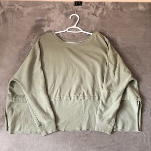 Cupio Women Cropped Sweatshirt Size L Pullover Oversize Sage Green Lagenlook
